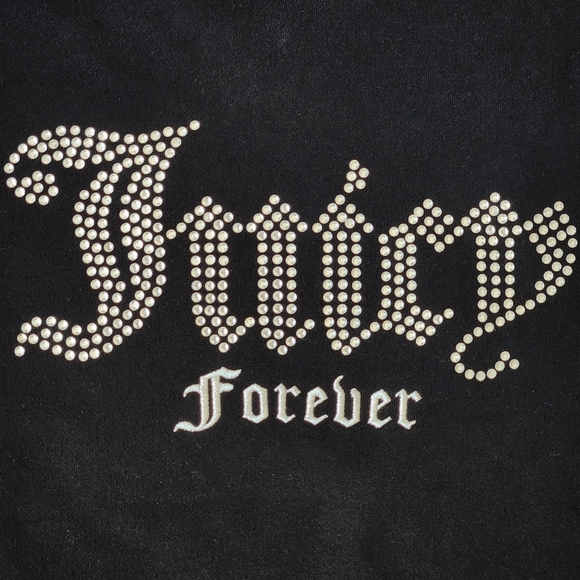 Juicy Couture X Forever 21 Black Hoodie Sparkly Gems Rhinestones Cozy Glam - Picture 3 of 15